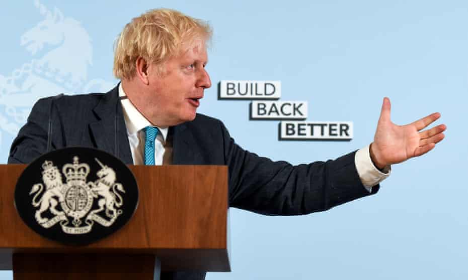 Boris Johnson at the press briefing at which he ‘misspoke’.