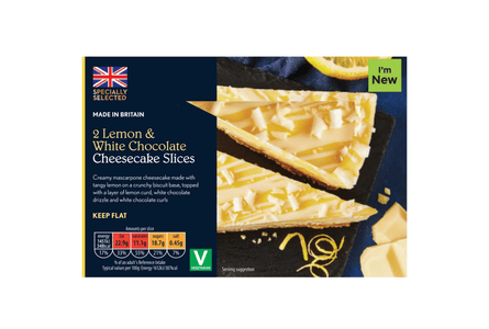 Aldi Specially Selected lemon & white chocolate cheesecake slices.