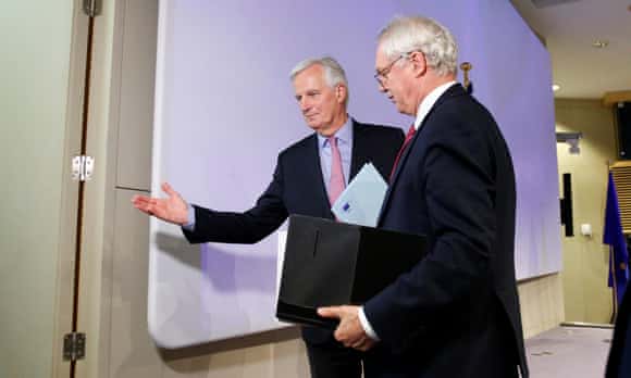 The EU's chief Brexit negotiator Michael Barnier with UK Brexit secretary David Davis