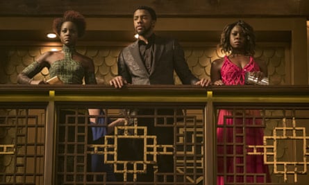 Lupita Nyong’o, Chadwick Boseman and Danai Gurira in Black Panther.