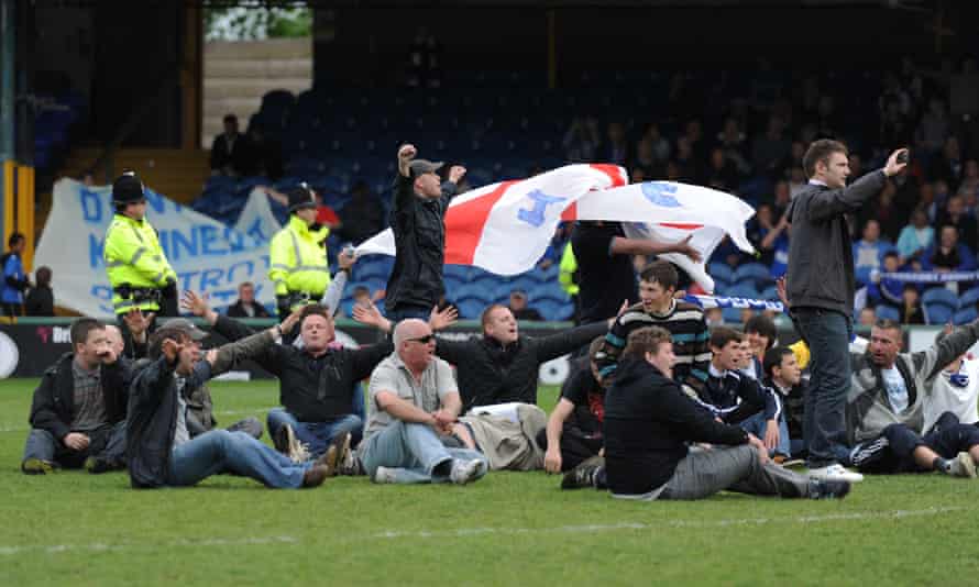 Stockport supporters stage a protest during the club’s most recent game in the Football League, against Cheltenham in May 2011.