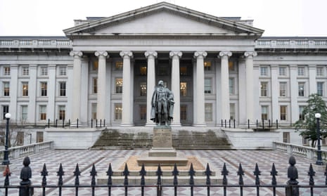 The US Treasury Department building in Washington, DC.