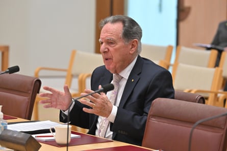Prof Graeme Samuel at a public hearing into the Environment Protection Reform Bill at Parliament House on 14 November.