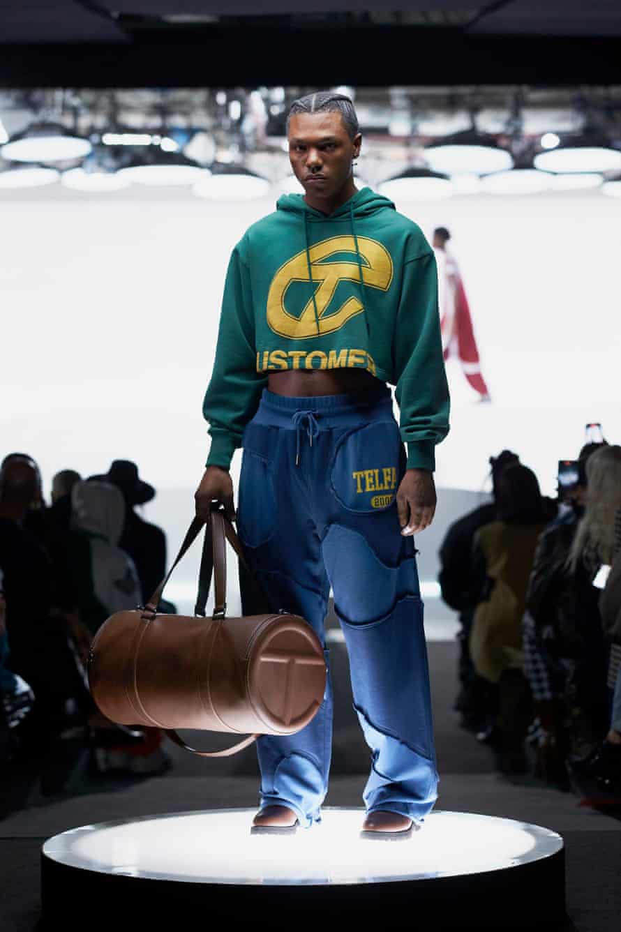 A model walks on the catwalk during the Telfar New York Fashion Week show.