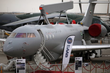 a parked grey aircraft