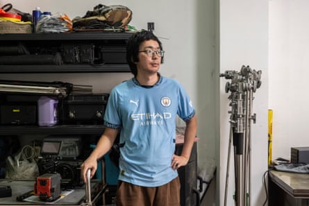 A young student in a Manchester City football top