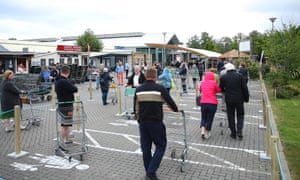 Customers wait at a garden centre. The ONS findings will inform the government’s next steps on easing the lockdown.