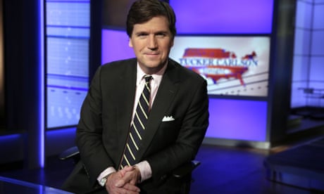 Tucker Carlson<br>FILE - In this March 2, 20217, file photo, Tucker Carlson, host of "Tucker Carlson Tonight," poses for photos in a Fox News Channel studio in New York. A steady criticism of COVID vaccine mandates by figures on Fox News has drawn attention to its own company's stringent rules on the topic — even from President Joe Biden. Carlson devoted nearly the first 20 minutes of his show on Sept. 15, 2020, to Biden's COVID efforts, saying the rules require people to submit to being bullied. (AP Photo/Richard Drew, File)