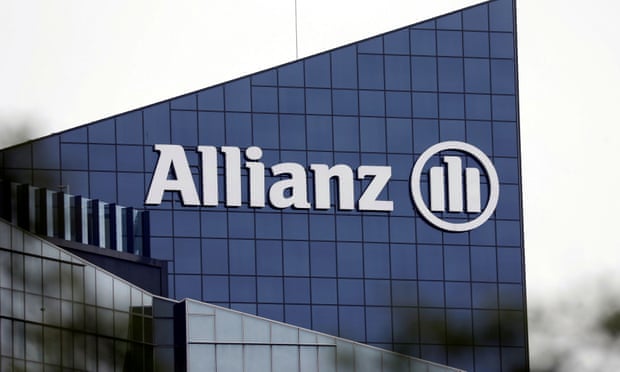 The logo of Allianz on the company building in Puteaux near Paris