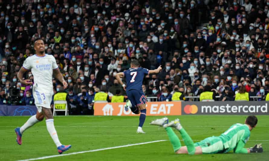 Mbappé celebrates after opening the scoring.