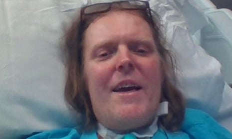 Jason Kelk in his hospital bed
