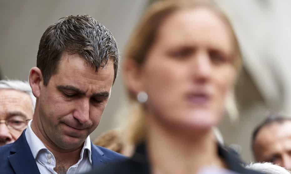 Brendan Cox and Jo Cox’s sister, Kim Leadbeater, at the Old Bailey