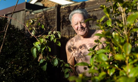 Only natural … Stuart Haywood, 86, at home in Derbyshire.