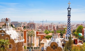 panorama of Barcelona city from Park Guell