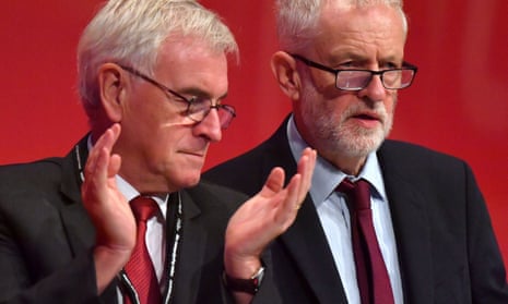 John McDonnell and Jeremy Corbyn at the Labour party conference in Brighton. 