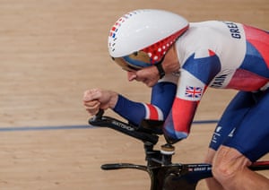 Tokyo Paralympics day two: GB golds in pool and track cycling – live! 3 Jaco Van Gass of Great Britain competing on his way to gold in the Track Cycling Men’s C3 3000m Individual Pursuit.