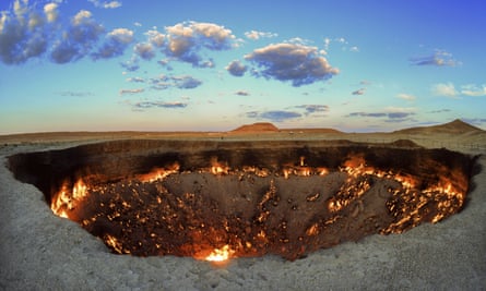The crater fire named Gates of Hell near Darvaza, Turkmenistan