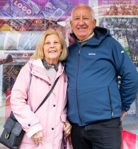 Marion and Craig Herbert in front of the TG Jones shop in Stevenage, Hertfordshire