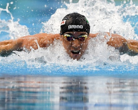 Max McCusker of Dolphin Swimming Club competes in the Men’s 100m Butterfly Finals during day two of the Ireland Olympic Swimming Trials