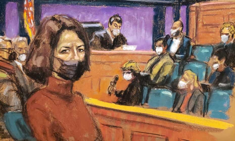 Ghislaine Maxwell in a courtroom sketch. 