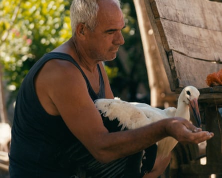 Nikola with the rescued stork in The Tale of Silyan.