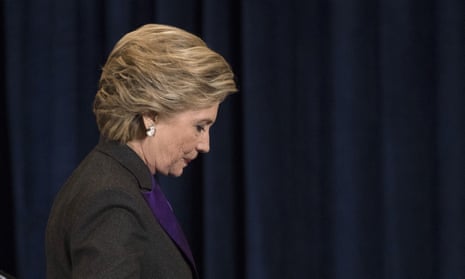 Democratic presidential candidate Hillary Clinton after speaking in New York on 9 November. She had conceded the presidency to Donald Trump in a phone call early that morning.