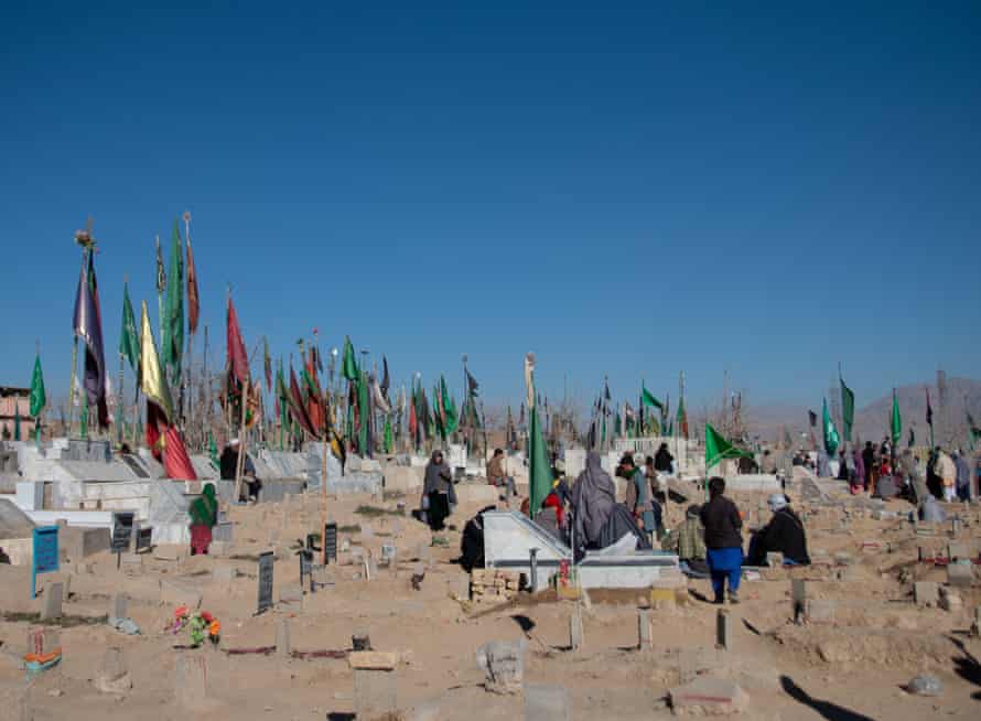 The Hazara cemetery in Quetta. The flags represent the graves of all those who have been killed in sectarian violence.