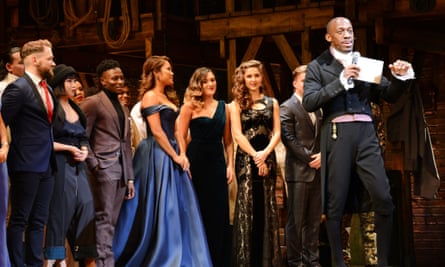 Terera as Aaron Burr with the West End Cast of Hamilton.