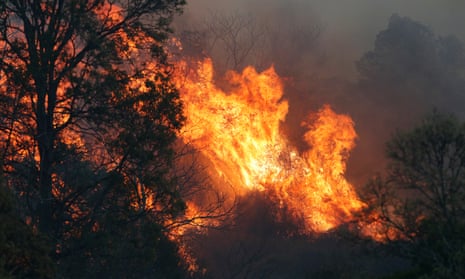 A bushfire near the rural town of Canungra in the Scenic Rim of south-east Queensland. Twenty-two homes have been lost in Queensland and NSW so far