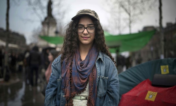 Cherifa, a French student at Paris’ Louis-le-Grand high school, who is taking part in the night-time protests.