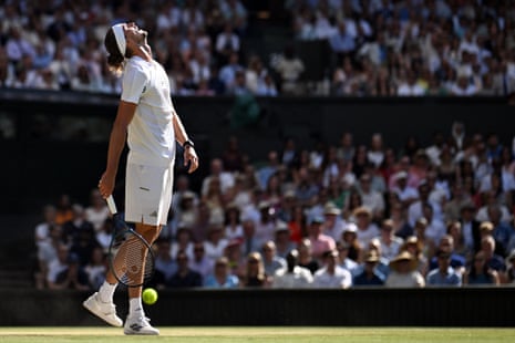 Alexander Zverev reacts against Italy's Jannik Sinner