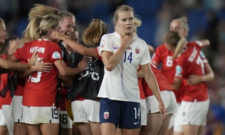Despair for Ada Hegerberg as Norway go out of the Euros at the group stage last year.