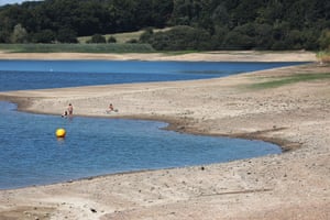 Low water levels at Ardingly reservoir in West Sussex
