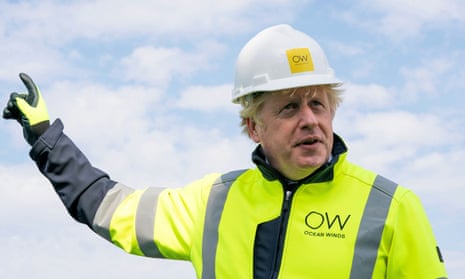 Boris Johnson during a visit to the Moray Offshore Windfarm East, off Scotland’s Aberdeenshire coast, on Thursday