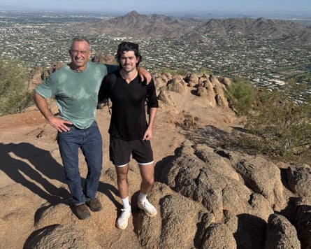 Robert F Kennedy Jr with his son Finn on a hike on Camelback Mountain on 19 July 2025.