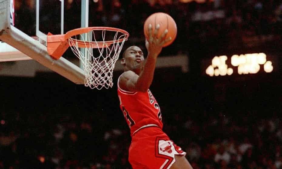 Basketballer Michael Jordan, pictured during a slam-dunk competition in 1988.