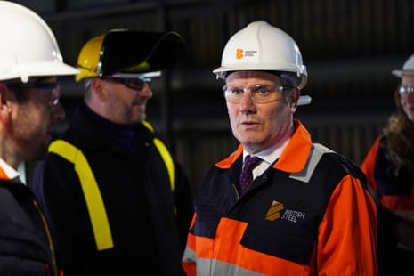 Keir Starmer at the British Steel plant in Scunthorpe today.