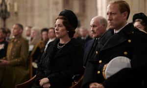 Olivia Colman as Queen Elizabeth II and Tobias Menzies as The Duke of Edinburgh in The Crown.