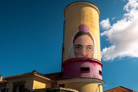 Street art on an old turret in Carabanchel.