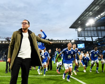 Liam Rosenior with his Strasbourg team