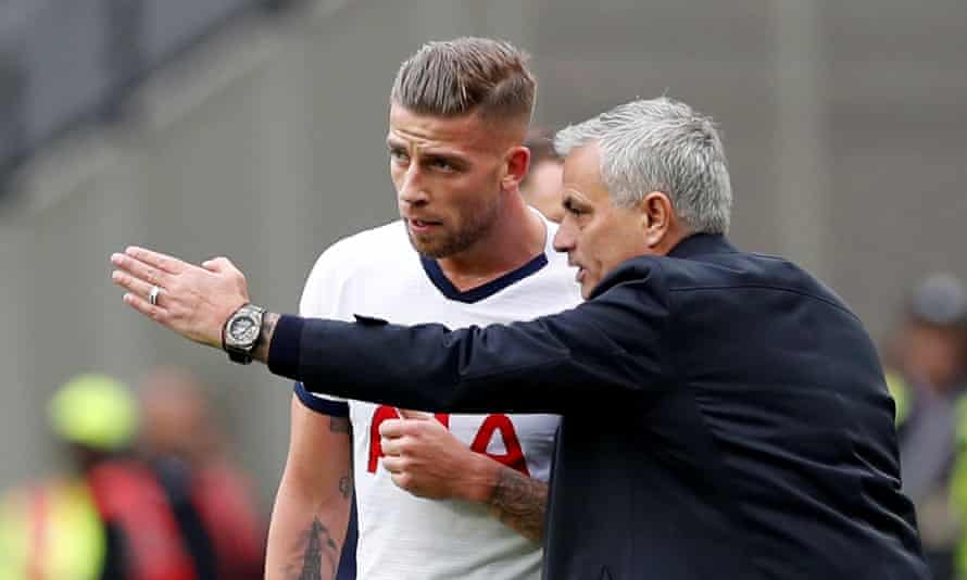 Toby Alderweireld takes instruction from the now deposed José Mourinho