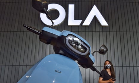 an ola scooter on display