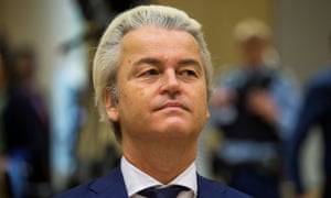 Geert Wilders, the far-right Dutch politician, in court in Schiphol in March.