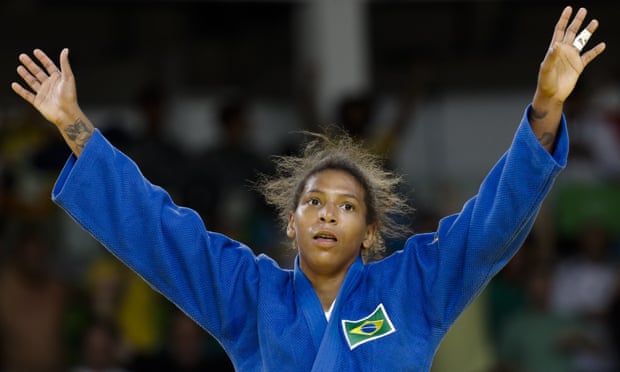 Rafaela Silva celebrates after winning the gold medal of the women’s 57-kg judo competition