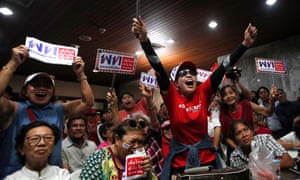 Pheu Thai supporters celebrate.
