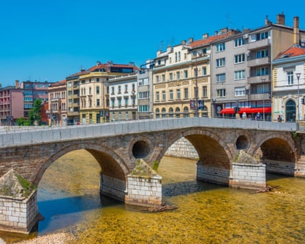 A stone bridge in old town on a sunny day