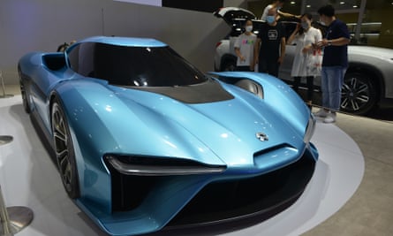 A Nio EP9 sports car on display at the 13th China (Nanjing) International Auto Expo in July 2020.