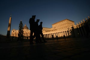 Carabinieri walk in St Peter’s Square, Vatican