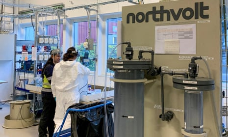 Workers at a Northvolt facility in Västerås, Sweden.