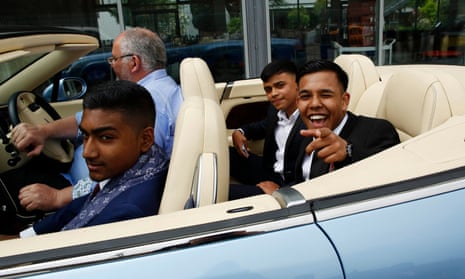 Pupils at Morpeth school in Tower Hamlets, east London, in a hired Bentley